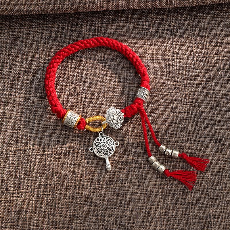 Men and Women Ethnic-style Hand-woven String Bracelet, Retro Color Cotton Thread Woven Bracelet