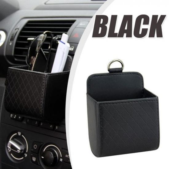 1Pc Black Storage Bag Phone Holder Car Air Vent Organizer Box Holder Accessories