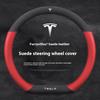 SGD4  For Tesla Model 3 Model Y Model S Model X Roadster Suede Anti-slip Breathable Leather Car Steering Wheel Cover Auto Accessories