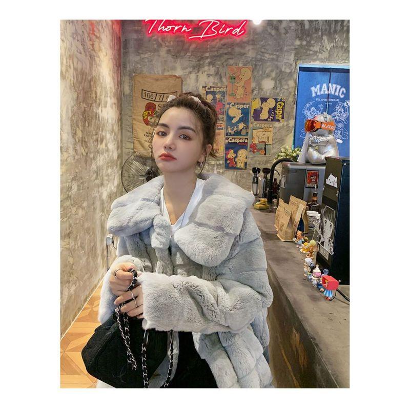 Herbst und Winter süßer künstlicher Pelzmantel Damenmode mittellanger Mantel