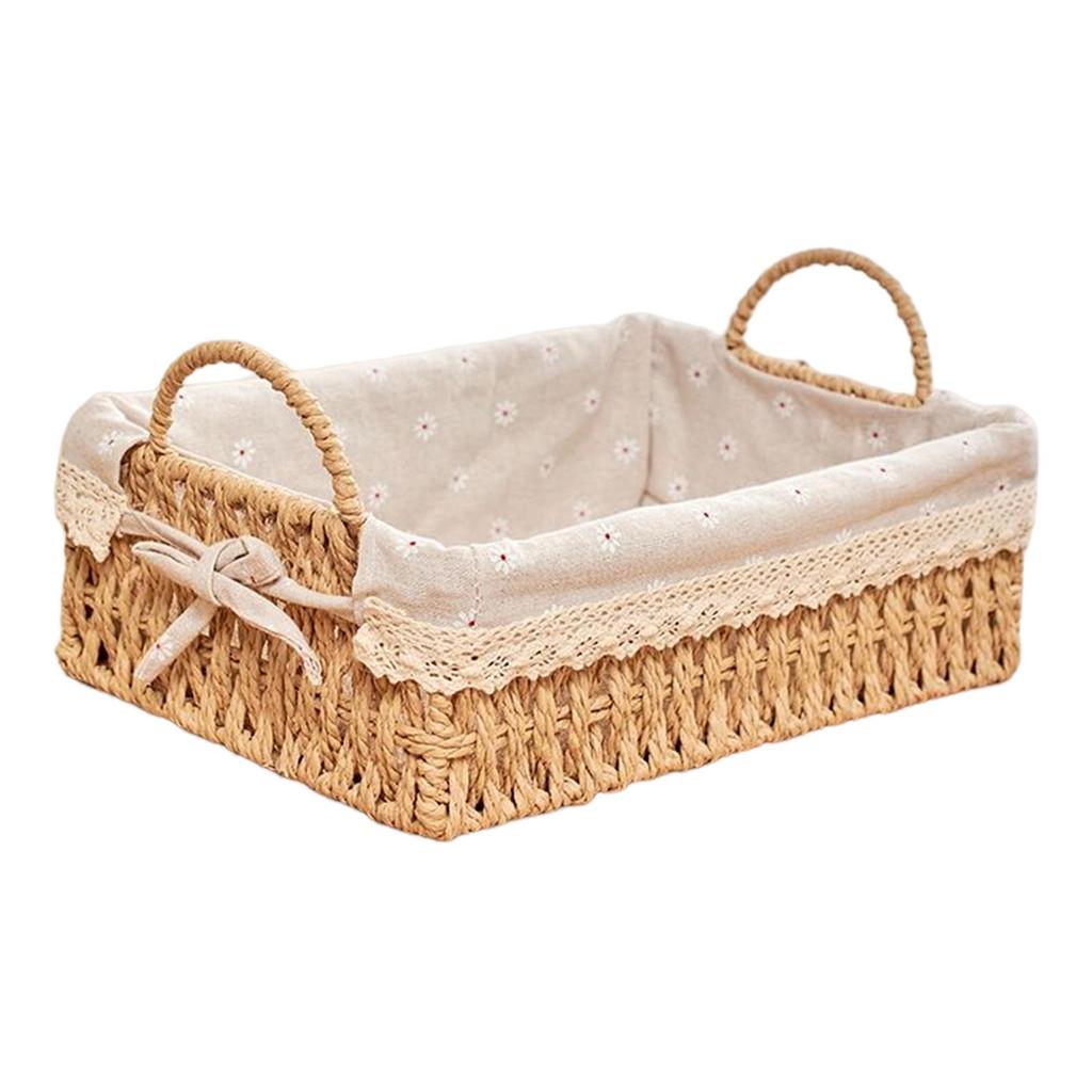 Woven Storage Baskets Handwoven Kitchen Organizer Cosmetic Box for Vegetables Breakfast Bread Bedroom Home Decorative