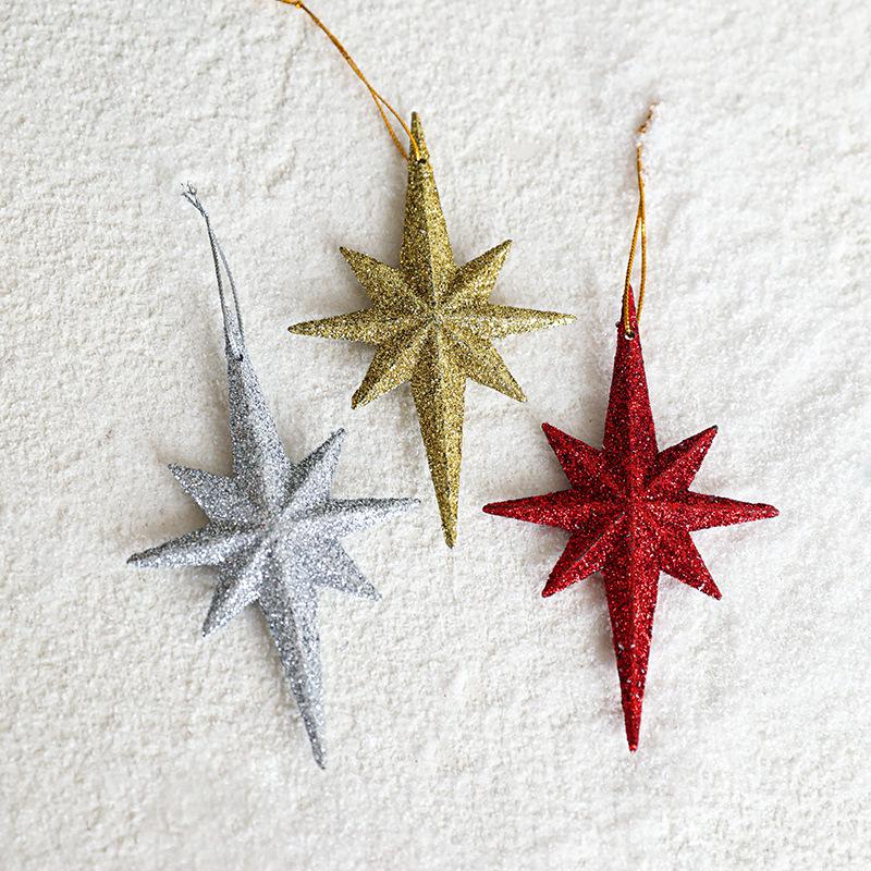 Sticky Powder Explosion Octagonal Star Pendant Ornament for Christmas Tree and Door Decoration