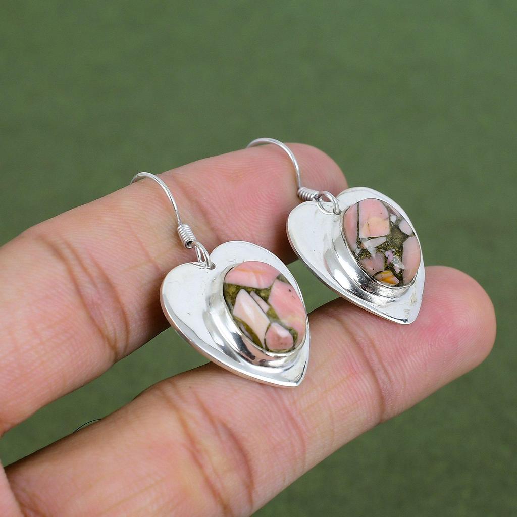 Copper Pink Opal Earring 925 Sterling Silver Earring Handmade Jewelry Original Gemstone Earrings Silver Jewelry Gifts For Mom Unique Earring