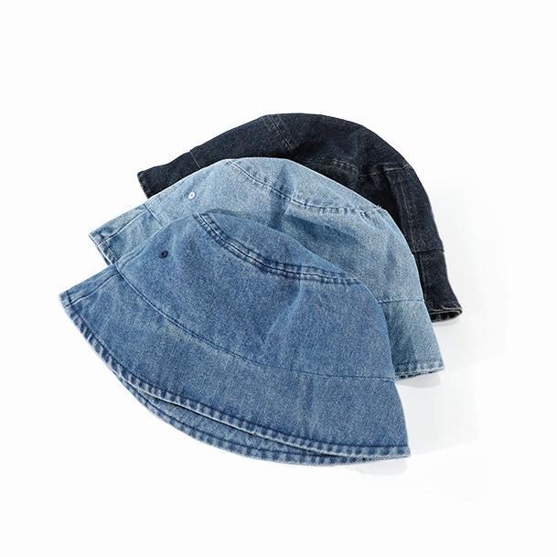 New denim bucket hat women's fashion plain bucket hat spring and autumn face small hat niche versatile basin hat