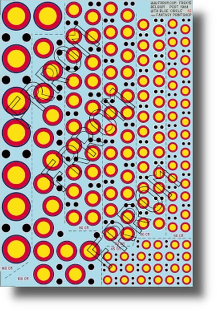 AZUFROM Belgian Air Force Nationality Mark for 1945 and Decal Plastic Model Decal AZUFR0X15 1/72 (Blue Border, after)