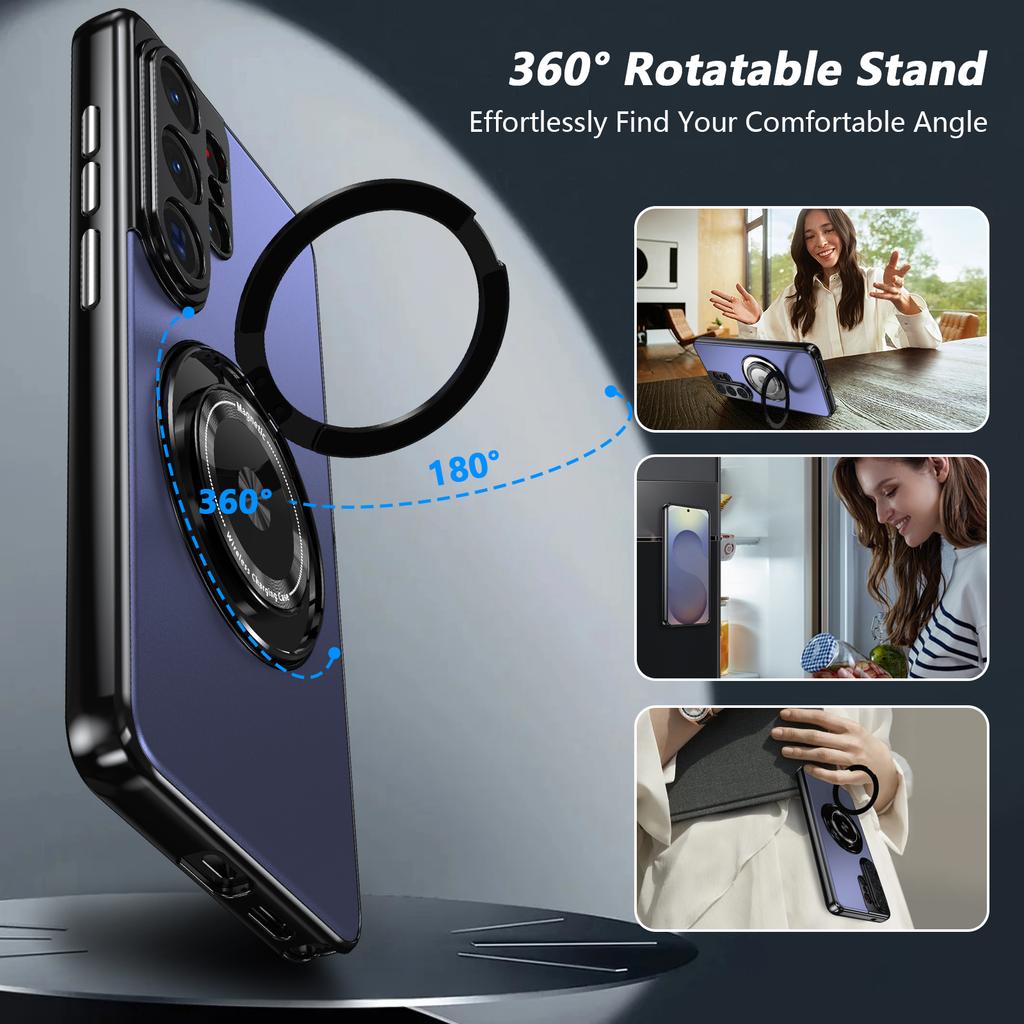 Metallic 360 Rotating Stand Case For Samsung Galaxy S26 Ultra S26+ Plus 5G Magnetic Cover With Camera Lens Protection