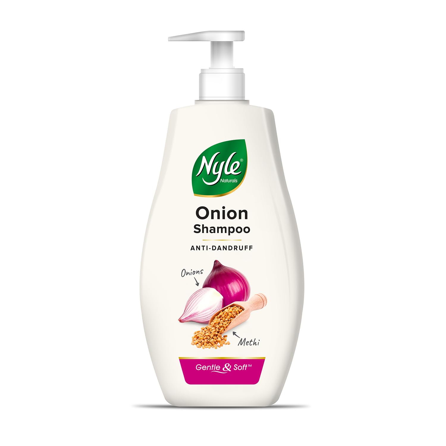 

Nyle Naturals Onion Anti-Dandruff Shampoo With Fenugreek, Gentle pH Balanced Paraben Free Hair Cleanser For Men & Women, 800ml