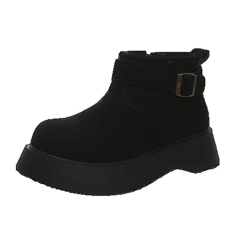 

Модные замшевые женские ботильоны на платформе, повседневная обувь, тренд 2025, зима, новый бренд, дизайнерские, для ходьбы, удобные, женские ботильоны 41 чёрный
