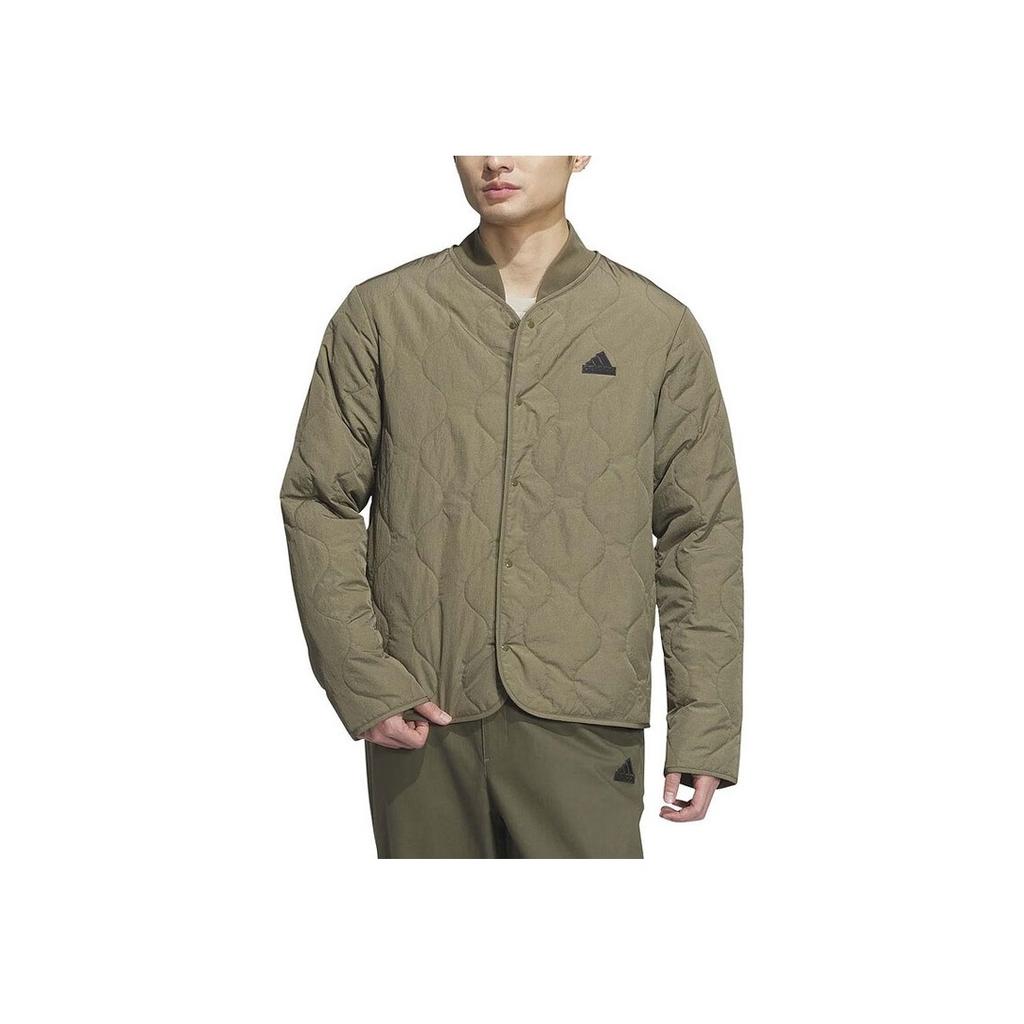adidas Three-Stripe Logo Warm Windproof Sports Casual Cotton Jacket Men Outerwear Olive-Green JE8570