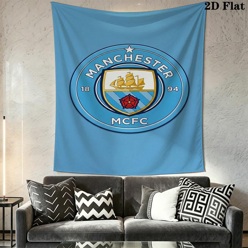 Manchester City Blue Splash Tapestry Wallmounted Fashion Print Gift Atmospheric Background Cloth Home Decor