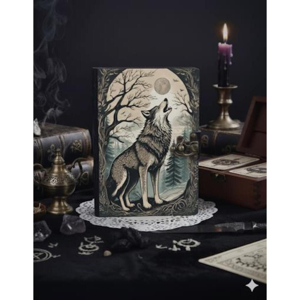 Leather Grimoire – Spell Book of Shadows Journal | Thick Vintage Notebook for Women, Writers | Deckle Paper Journals for gift