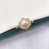 Natural freshwater pearl ring with adjustable opening, simple commuting flower bud pearl jewelry, women's accessories