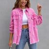 Spring Autumn Shirt Style Denim Jacket Women Holes Raw-edges Jeancoat Casual Tops Female Oversize Loose Outerwear