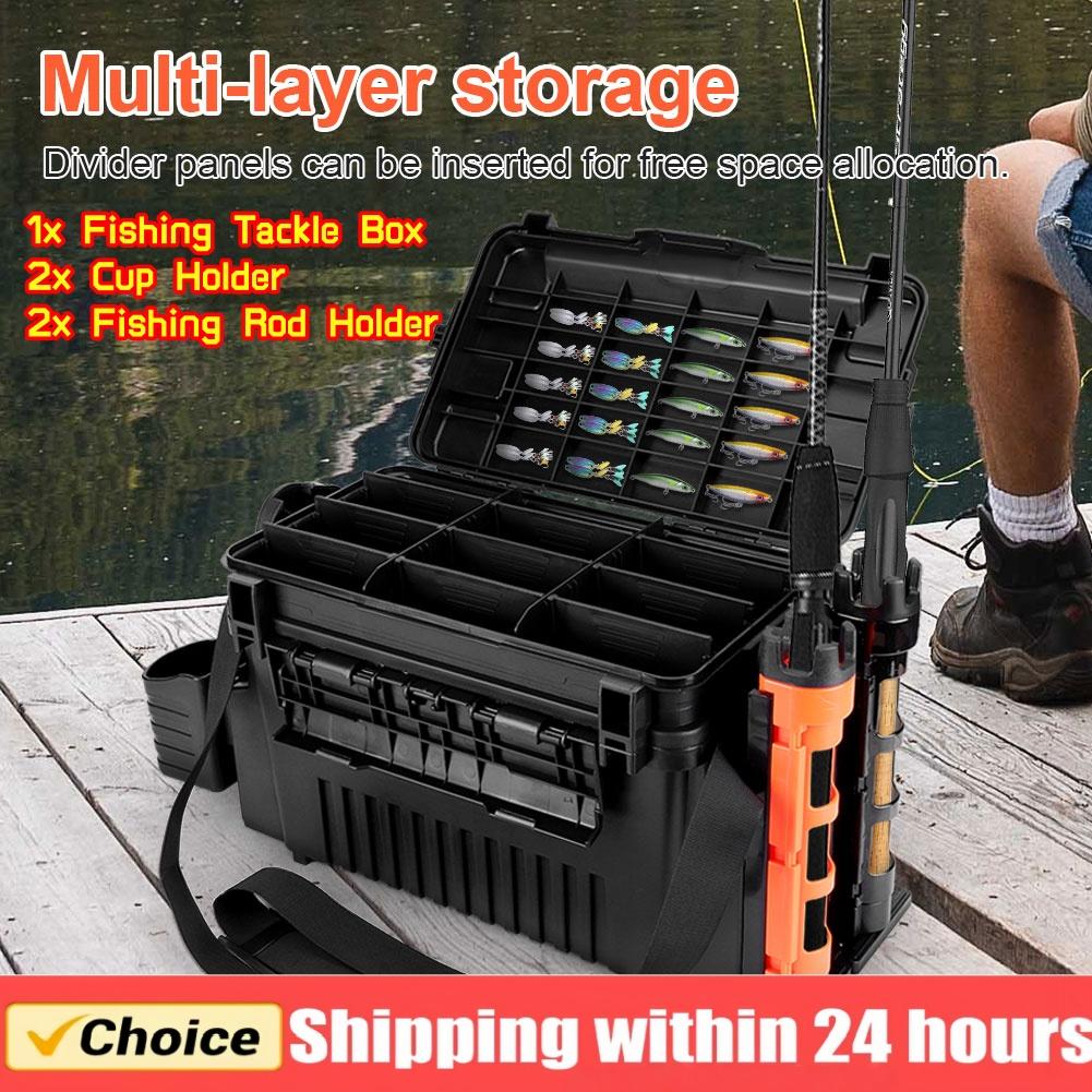 2 Tier Large Fishing Box Organizer 11 L Multi-function Lure Live Fish Bucket Thickening Storage Box Fishing Accessories Tackle B