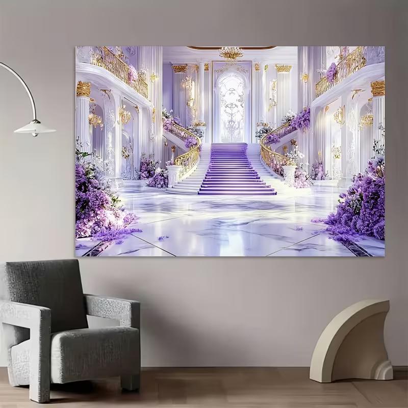 2D Castle Palace Staircase Backdrop Bridal Shower & Prom Photo Booth