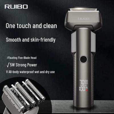 2025 Five-Blade Electric Shaver, Washable, Fast-Charging, with Digital Display for Beard and Hair Removal.