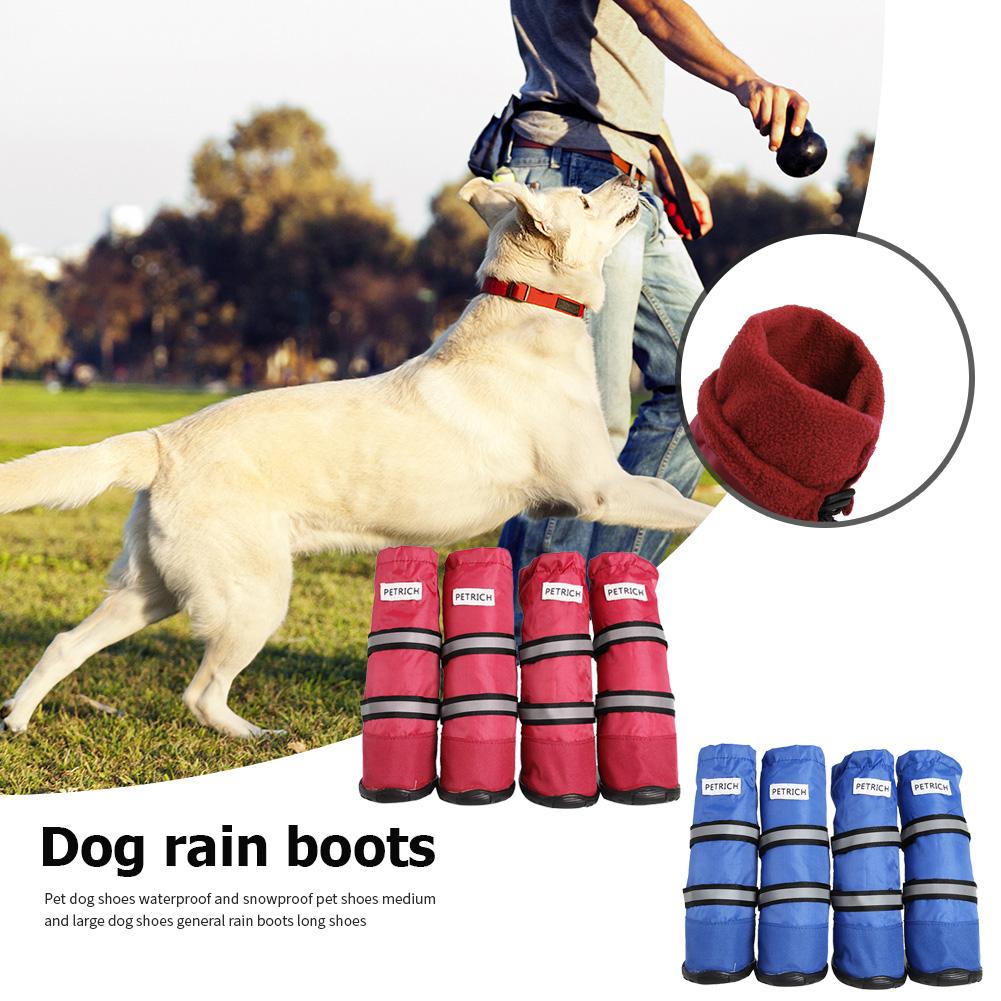 Pet Dog Long Tube Shoes Large Dog Shoes Wear Resistant Snow Boots Black 4pcs Pet Dog Long Tube Shoes Large Dog Shoes Wear Resistant Snow Boots Black 4pcs