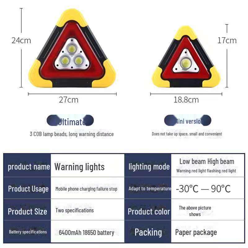 Solar-Powered LED Warning & Emergency Work Light with USB Charging and Tripod
