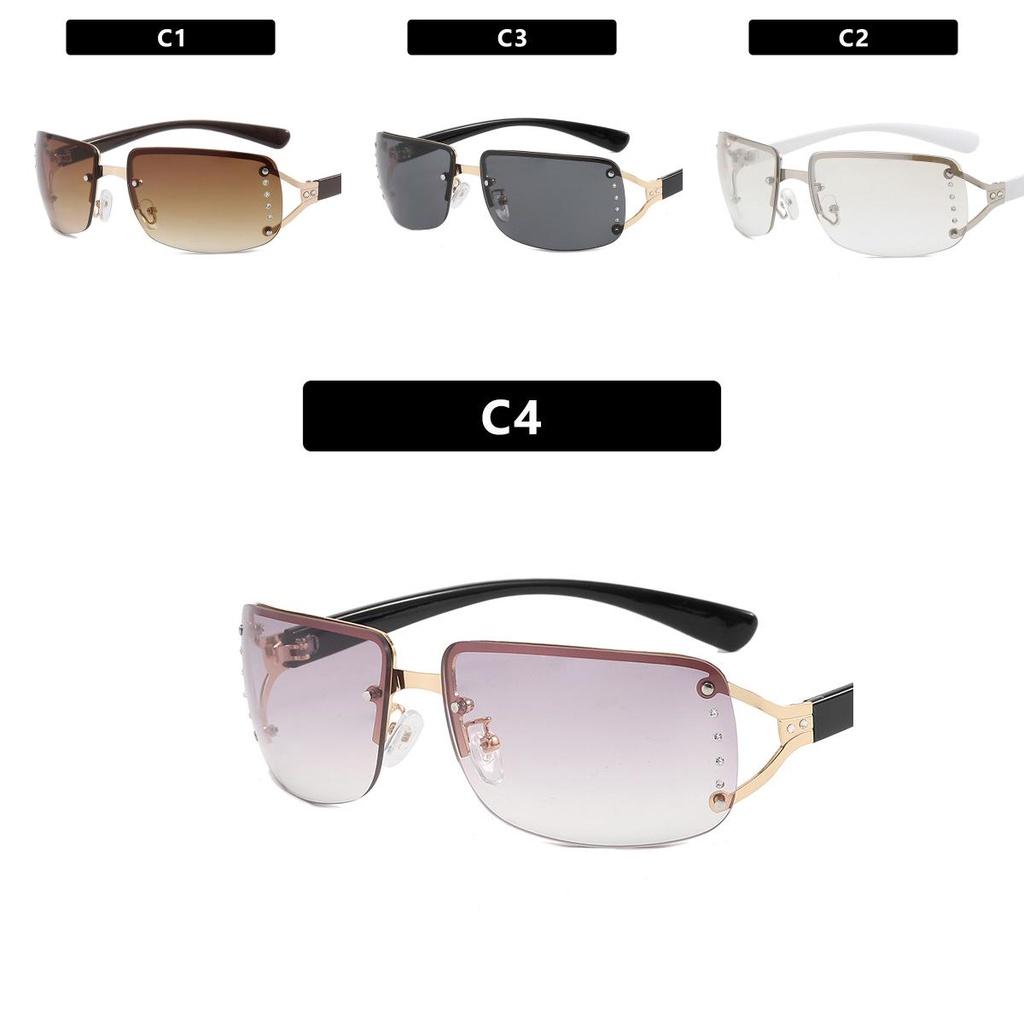 Y2k Trendy Rhinestone Square Sunglasses For Women 2023 New Arrival Frameless Design