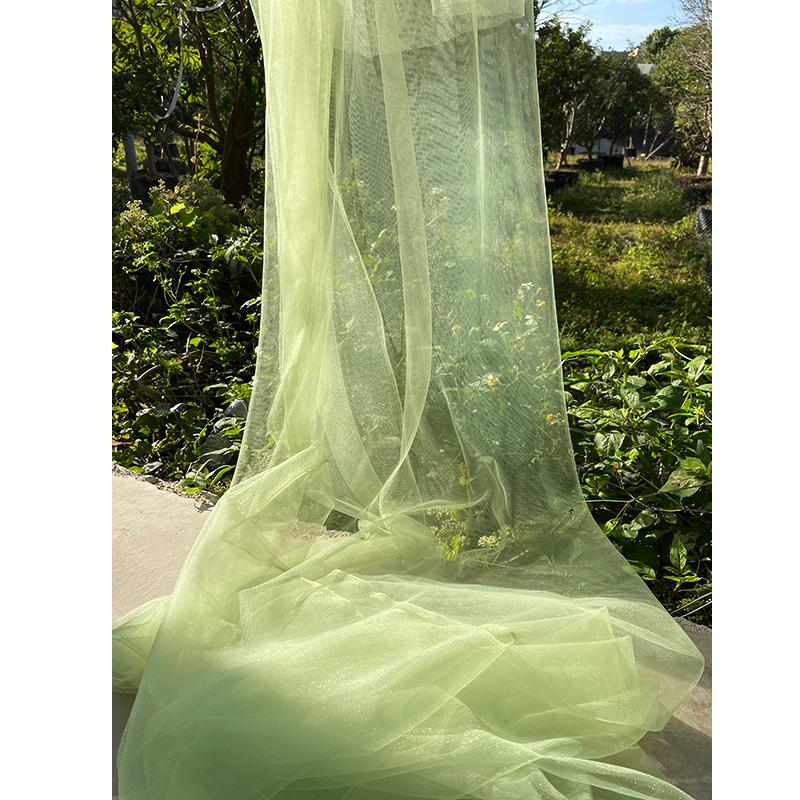 Green Gauze Curtain Gazebo: New Chinese Style Mesh for Outdoor Decor, Kindergarten Design, or Home Environment Arrangement.