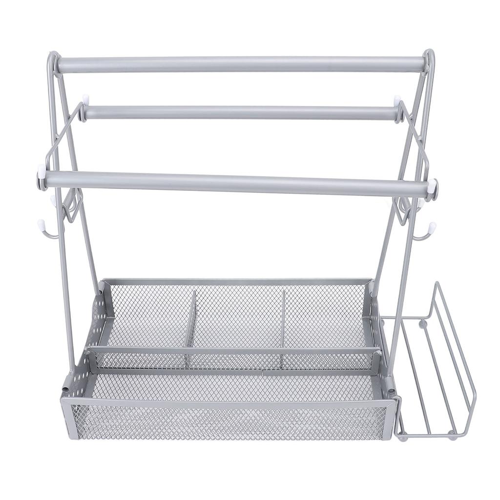 BBQ Condiment Holder Picnic Utensil Grill Caddy with Paper Towel Roll Holder for Outdoor Party