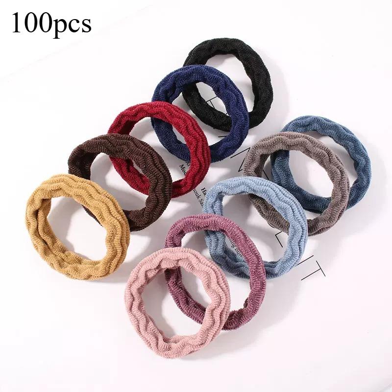 

100pcs Women Simple Basic Elastic Hair Bands Ties Scrunchie Ponytail Holder Rubber Bands Fashion Headband Hair Accessories 100pcs