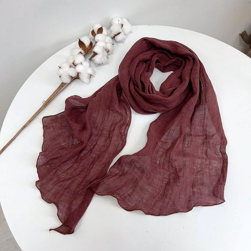 

Однотонные удлиненные ромбовидные шарфы Японский литературный солнцезащитный шарф Необычные льняные шали для женщин 34*220см 34x220cm