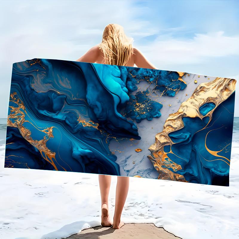 

Microfiber Beach Towel Marble Pattern Bath Towel Thin Absorbent Extra Large Towel for Beach Swimming Camping Yoga Bath Sports W30*H60(CM)