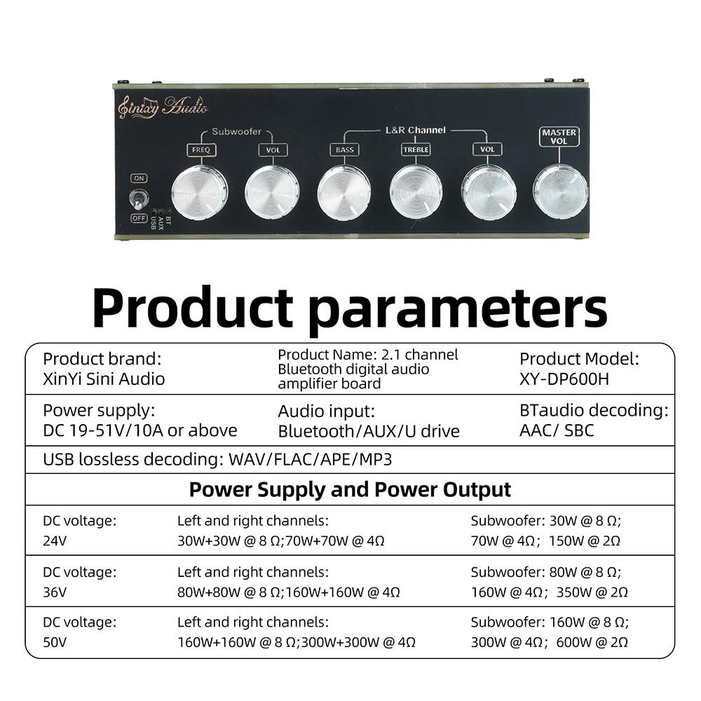 High Power Bluetooth Digital Amplifier Board 2.1 Dual Channel Audio Amplifier 300W*2 600W TPA3255 Chip Bluetooth Speaker Board