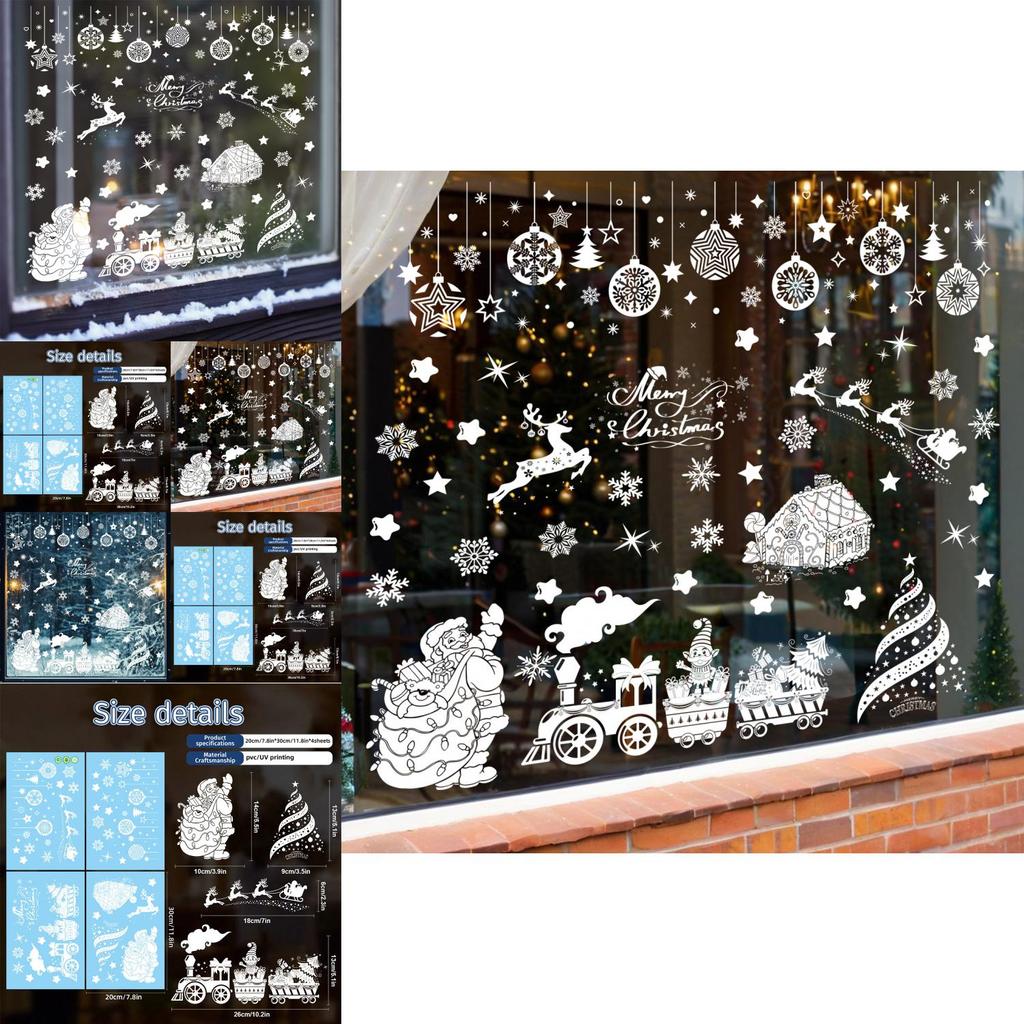 Christmas Window Sticker Pvc Decor With Santa Balls For Holiday Festivities