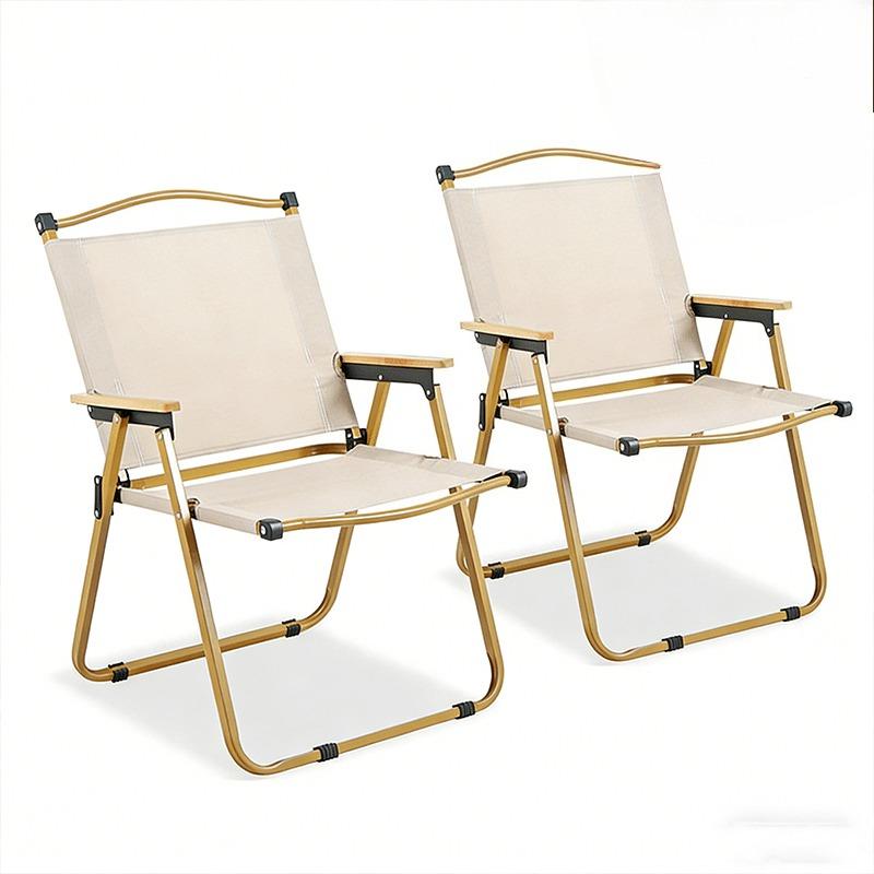 Folding Outdoor Chair with Armrests, Lightweight Portable Camping Chair for Travel, Picnic & Patio
