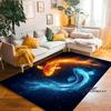 Tappeto Cartoon Lussuoso Pesce Koi Fortunato Yin Yang Carpa per Camera da Letto Soggiorno Divano Tappetino d'Ingresso Casa, Tappetino Pavimento Grande Antiscivolo per Bambini