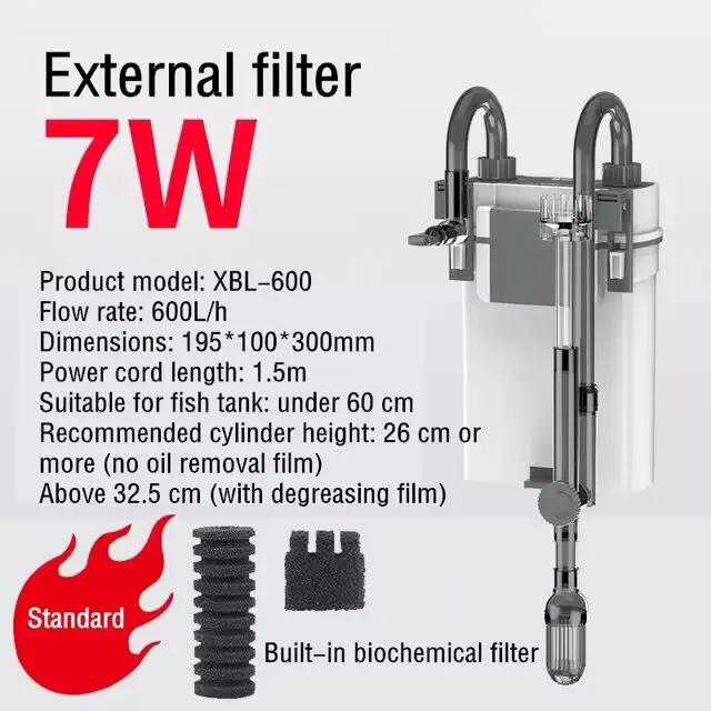 Wall-mounted Fish Tank Waterfall Filter Aquarium External Hanging Water Pump Small Circulation Filter Remove Oil Film Canister