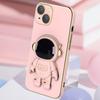 For iPhone 15 Case Electroplating Soft TPU Phone Cover Astronaut Hidden Kickstand