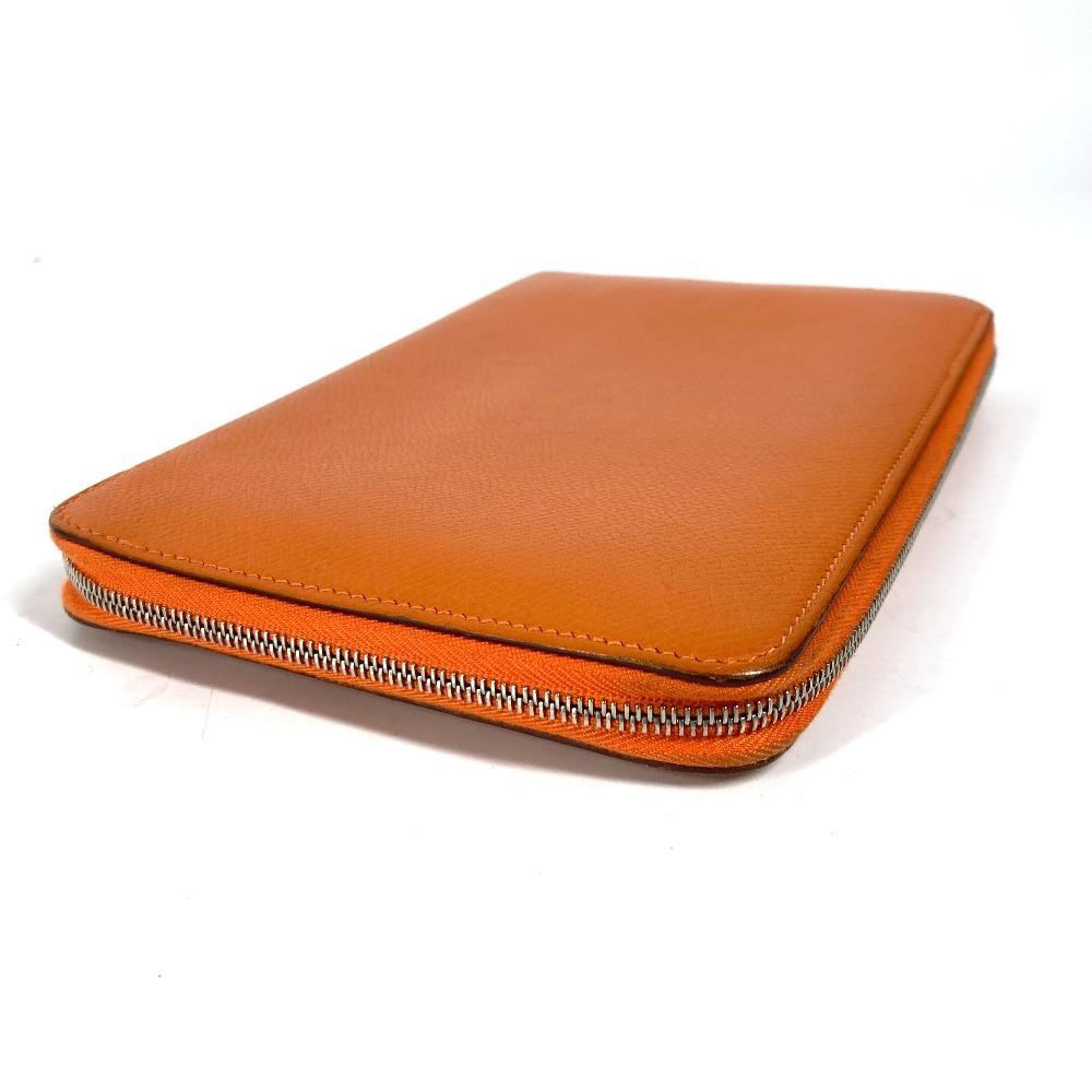 HERMES Azap Integral Long wallet Zip Around Long Wallet Leather Orange