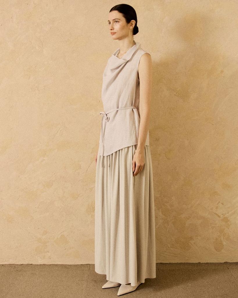 PADO SEOUL Pleated Maxi Culottes Pants Gray