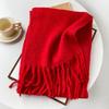 Wool Scarf Autumn And Winter Solid Color Mohair Scarf High-End Thickened Warm Fringed Shawl