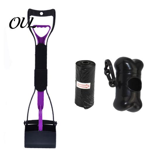 Durable Pet Poop Scooper Dog Pooper Scooper, Portable Waste Cleanup Tool with 20 Bags, Foldable Supplies Carry Case, for Yard, Lawn, Outdoor