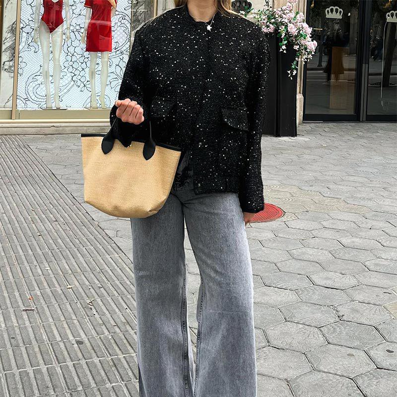 2025 European & American Spring Women's Stand Collar Sequin Jacket