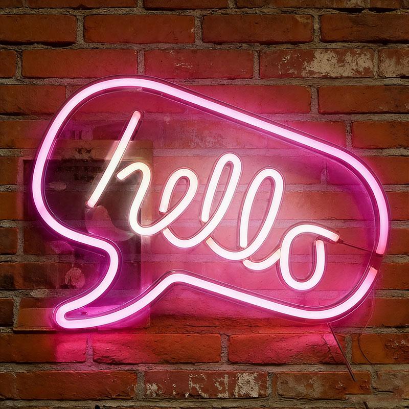 Hello Neon Led Sign Shop Bar Restaurant Hotel KTV Decor Light Neon Bedroom Wall Kitchen Personalized Night Light Home Decor USB