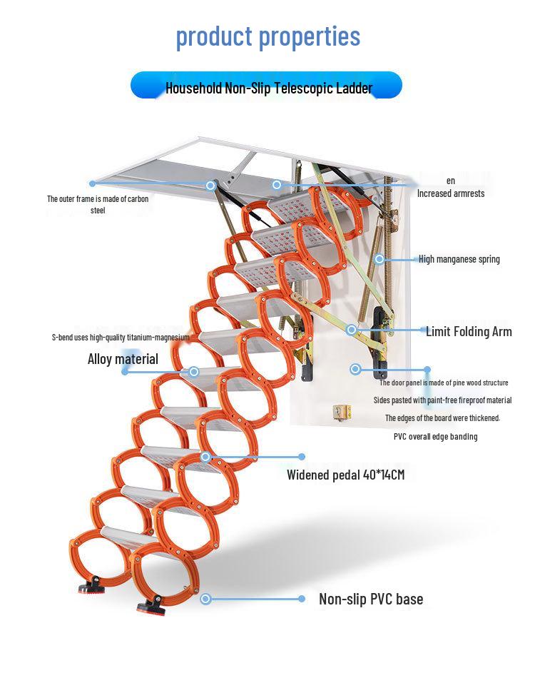 Guan Gu Retractable Anti-Slip Attic Stairs for Indoor Use