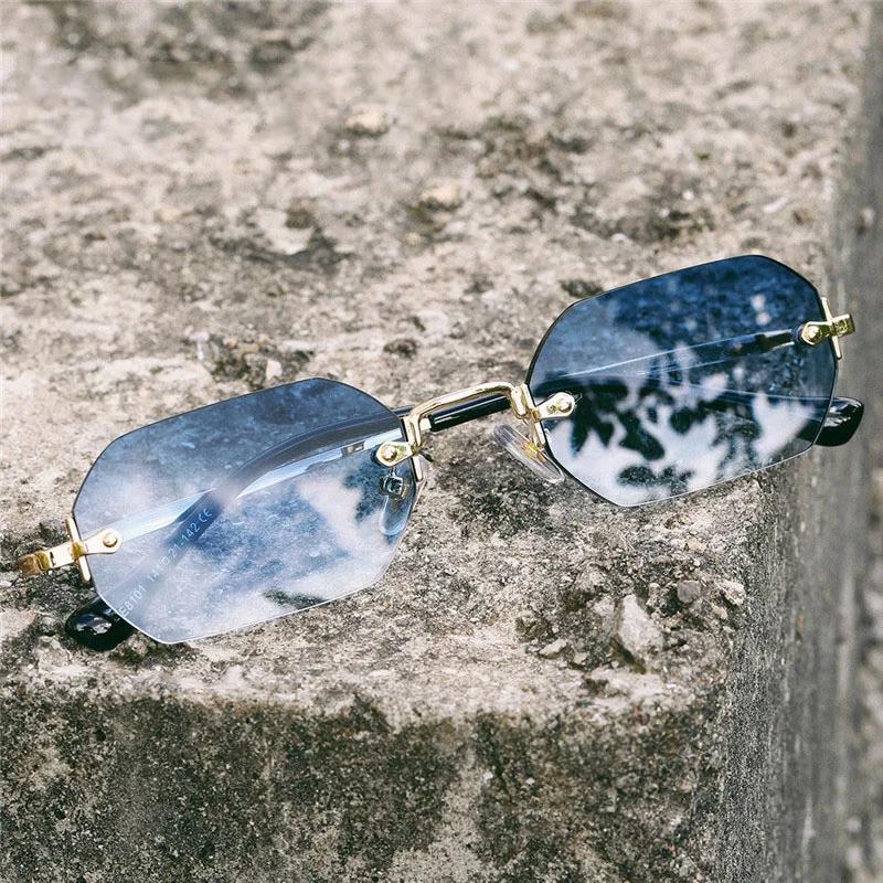 SHAUNA Gothic Rimless γυαλιά ηλίου Retro Punk Gradient Shades UV400