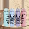 1PC Happy Easter Bunny Ear Logo 750ml Color Plastic Sports Water Bottle Leakproof Flip Straw Lid Suitable for Sports Office Home Use