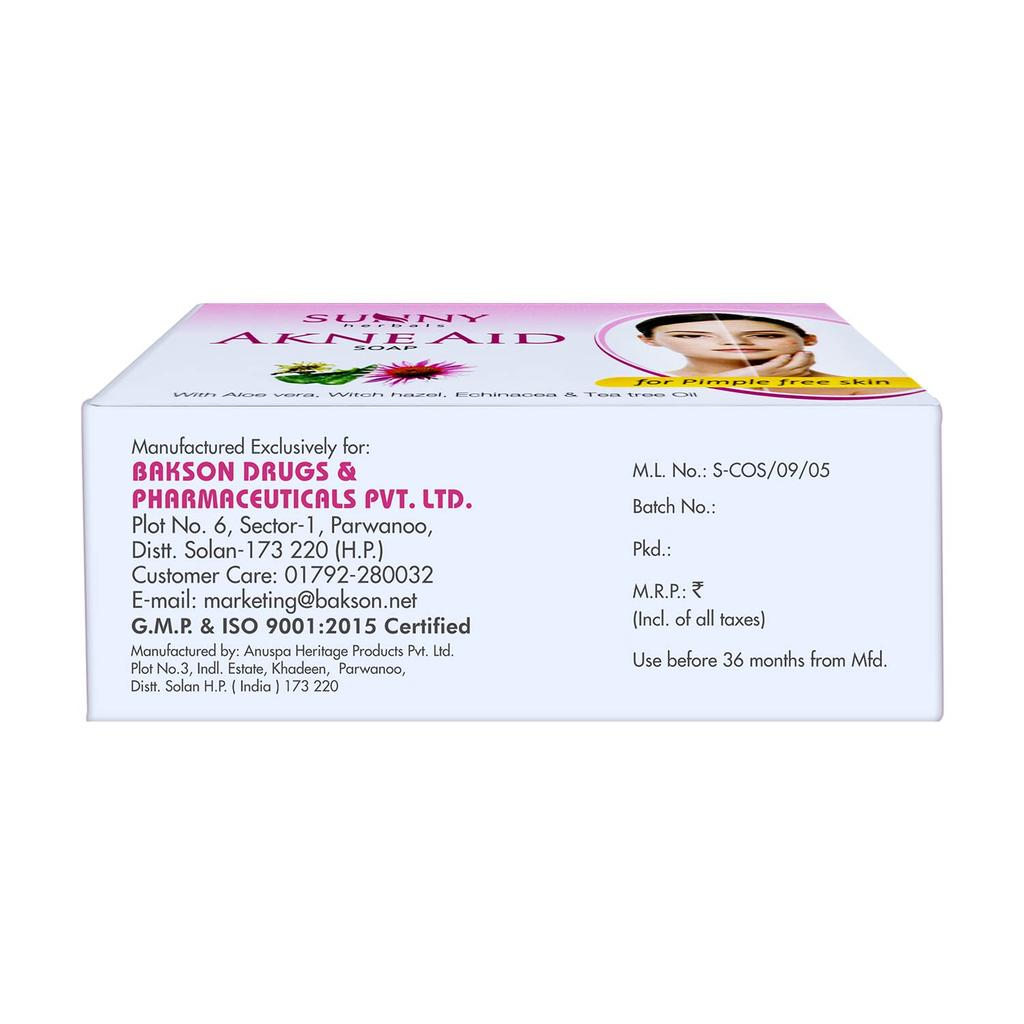 Sunny Akne Aid Soap Pack of 4 X 75 gm | Herbal Acne Soap for Oily Skin, Oil Control & Smooth Skin Rejuvenation