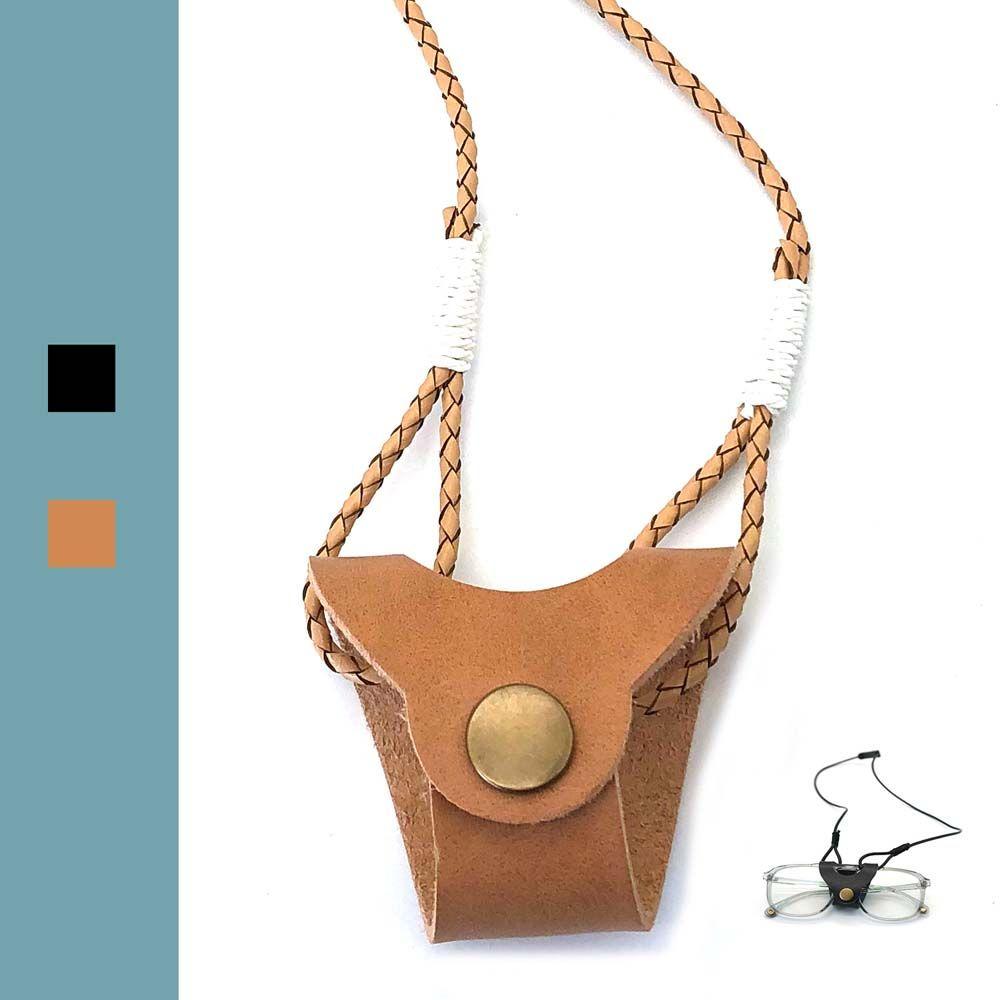 Cover Sunglasses Bags Leather Glasses Bags Glasses Lanyard Hanging Neck Clip Eyewear Cases