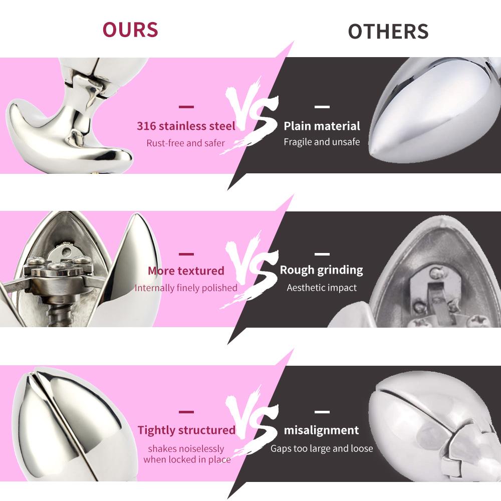Nerezová oceľ Kovový análny tréner Asslock Dilator Otvárací Lotus Butt Plug Buttplug Lock