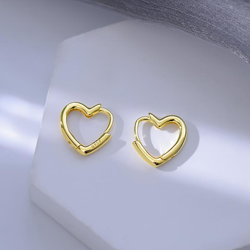 925 Silver Heart Hoop Earrings for Women Fashion Jewelry XY0186 Solid Silver