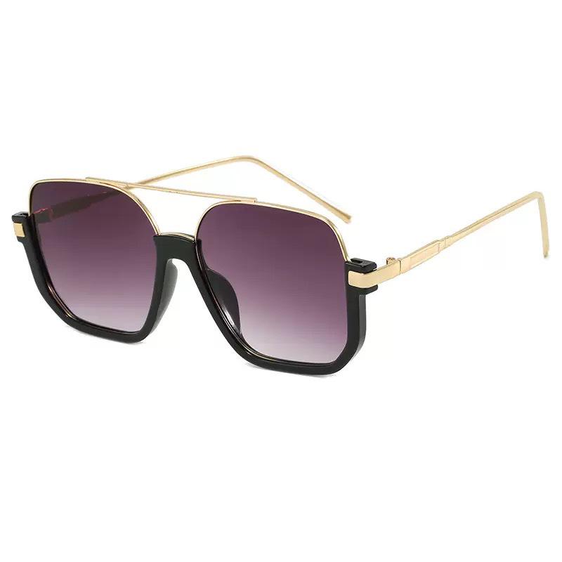 Large Square Frame Double-Beam Sunglasses: New European & American Fashion, Street Style Influencer