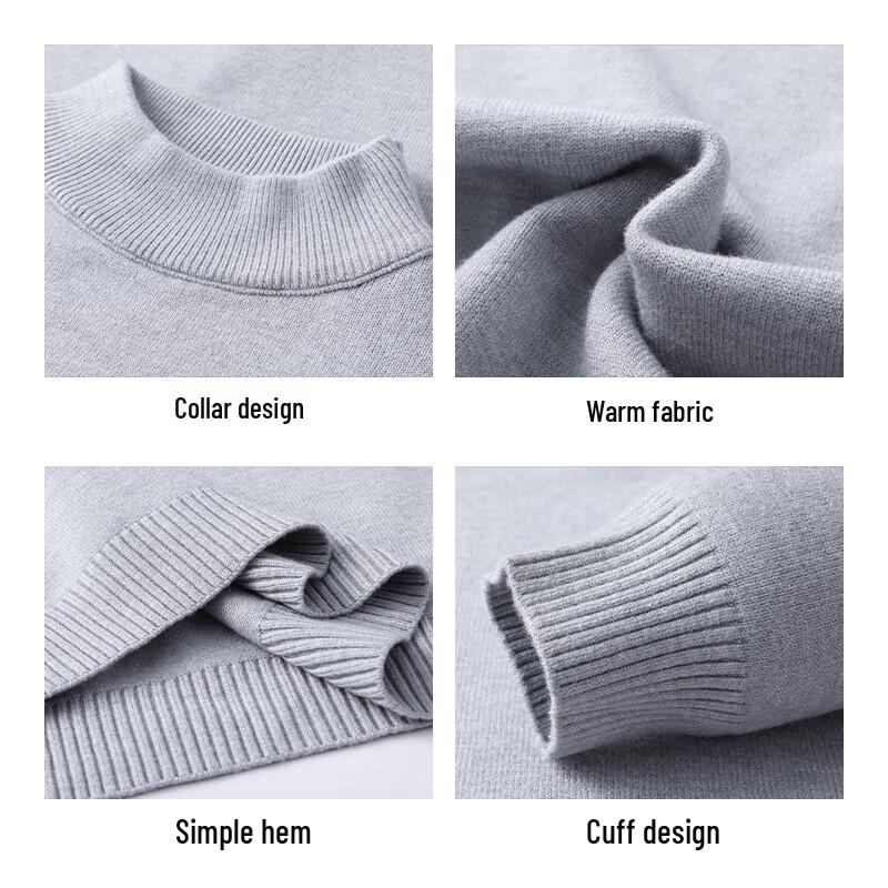 ROMON Men's Slim Fit Fleece Lined Half-High Collar Pullover Sweater