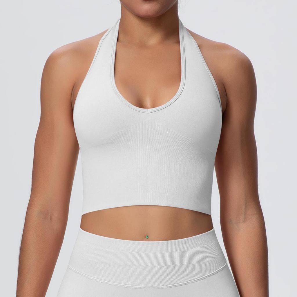 Elegant Backless Halter Yoga Bra – Seamless Breathable Sports and Fitness Vest